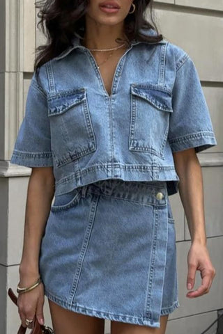 Chic Button-Front Skirt Set
