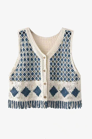 Crochet Button-Front Vest