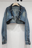 Studded Cropped Denim Jacket