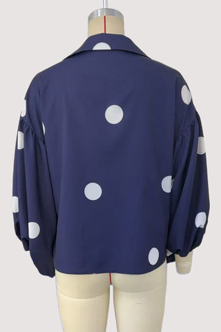 Polka Dot Blouse with Deep V-Neck