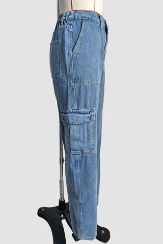 Utility Straight Jeans with Cargo Pockets