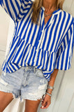 Striped Button-Front Blouse