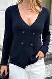 Double-Breasted V-Neck Cardigan