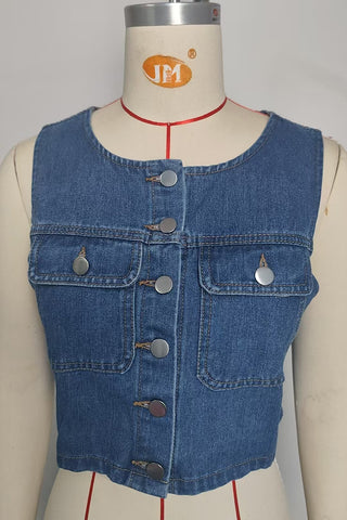 Button-Front Denim Vest