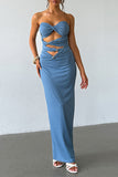 Strapless Cut-Out Midi Dress