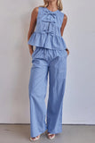 Striped Peplum Pants Set