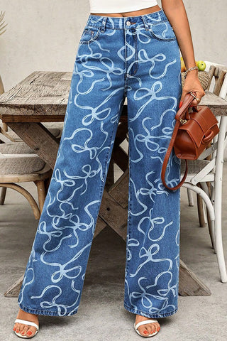 Artistic Pattern Straight Jeans