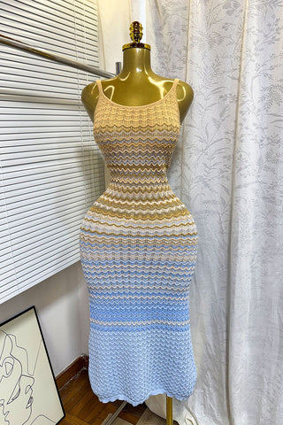 Zigzag Knit Maxi Vacation Dress