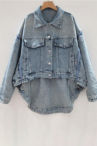 Button-Front Jacket with Side Zip Detail