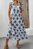 Ruffle Sleeve Printed Casual Dress