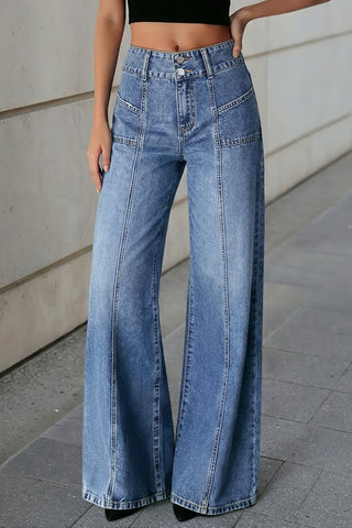 High-Waisted Straight Leg Jeans