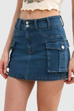 Dual-Button Mini Skirt with Pockets