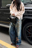 Embellished Straight-Leg Jeans