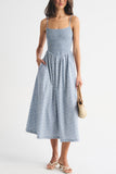 Striped Smocked Midi Dress