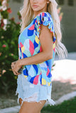 Vibrant Patterned Flutter Sleeve Tee