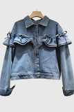 Ruffle-Trimmed Denim Jacket