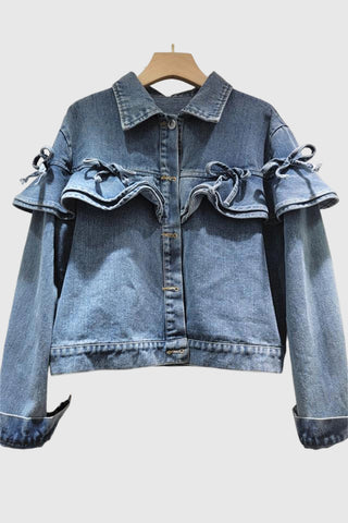 Ruffle-Trimmed Denim Jacket