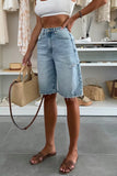 Distressed High-Waist Casual Shorts