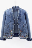 Butterfly Button-Front Denim Jacket