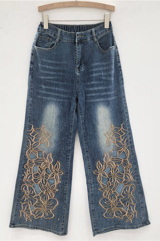 Floral Straight-Leg Jeans