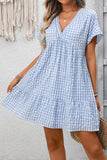 V-Neck Casual Dress with Flare Hem