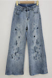 Floral Embellished Straight Jeans