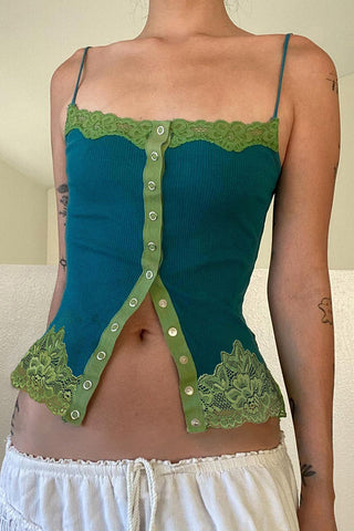 Lace-Trim Button-Front Camisole