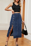 Button-Down Skirt with Slit
