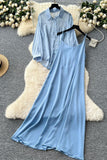 Elegant Cami Dress and Button-Up Set