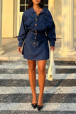 Button-Front Denim Dress