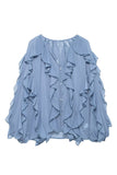 Ruffle-Front Blouse with Flowing Detail