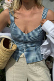 Lace-Up Gingham Camisole
