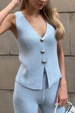 Sleeveless Button-Front Pants Set