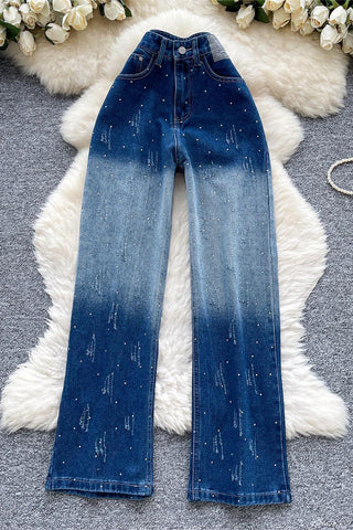 Distressed Straight Jeans