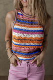 Striped Knit Crew Neck Sweater Vest