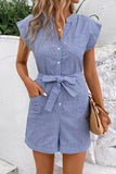 Button-Front Striped Romper