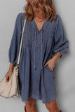 Puff Sleeve Casual Shift Dress