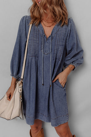 Puff Sleeve Casual Shift Dress