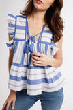 Ruffled Striped Tie-Front Cami Top