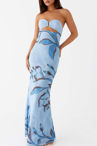 Patchwork Floral Tie Back Dress