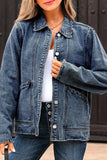 Scallop Collar Button-Up Denim Jacket
