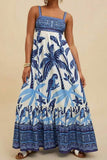 Tropical Square Neck Maxi Dress