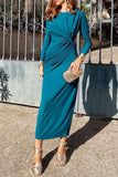 Elegant Ruched Long Sleeve Casual Dress