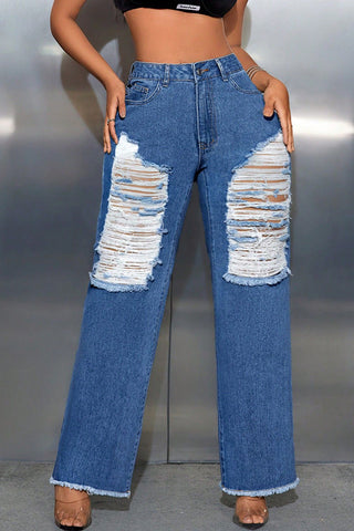 Distressed Straight Jeans
