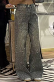 Glitter-Accent Straight Jeans