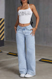 Bow Detail Straight Jeans