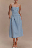 Sleeveless Denim Midi Dress