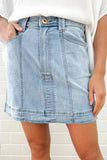 A-Line Denim Mini Skirt with Seam Detail