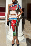 Asymmetric Floral Skirt Set