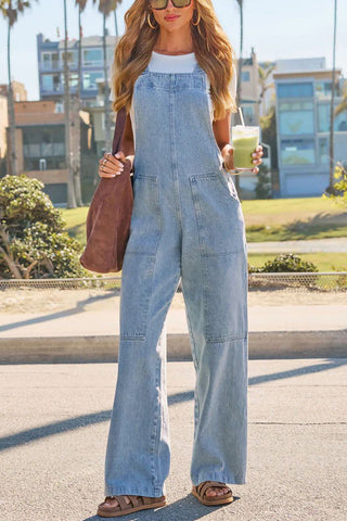 Casual Wide-Leg Denim Jumpsuit